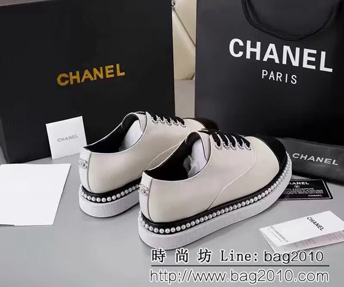 CHANEL香奈兒 全新獨特板鞋 超輕防水臺 休閒百搭學院風 牛皮女鞋 QZS2807